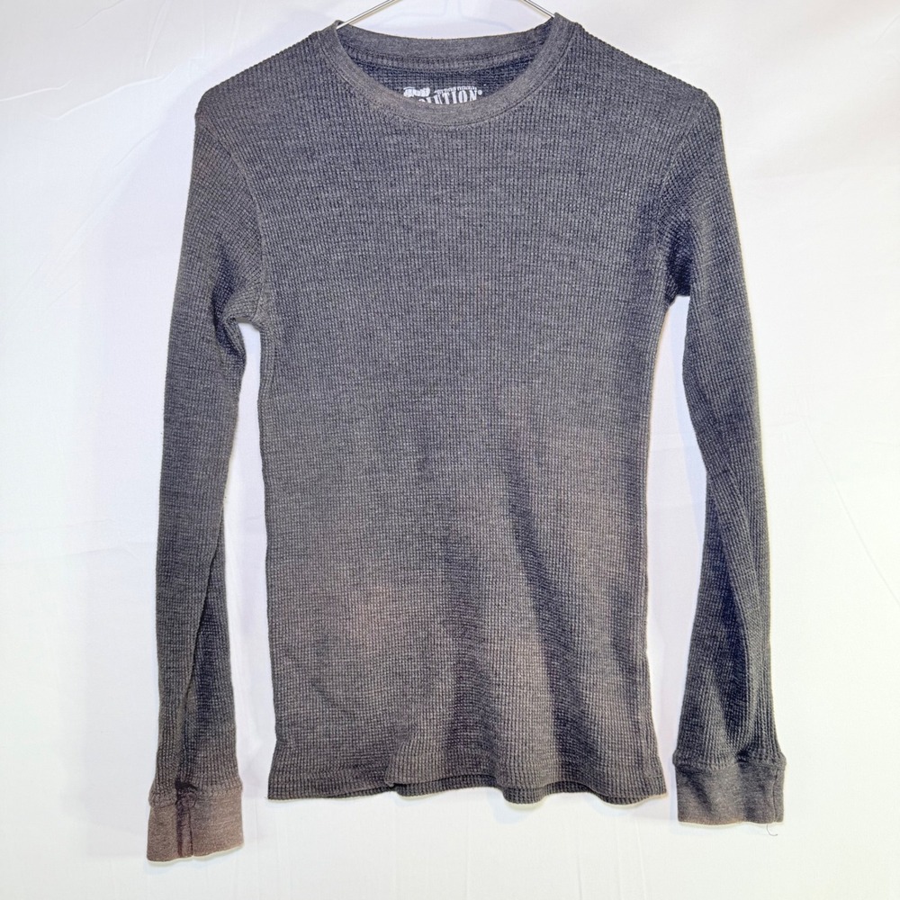 Evolution In Design Kids Gray Waffle Knit Thermal Long Sleeve Shirt Size L 14/16